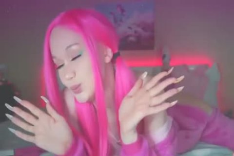 Pink Haired TS sucking fake penis BlondeLashes