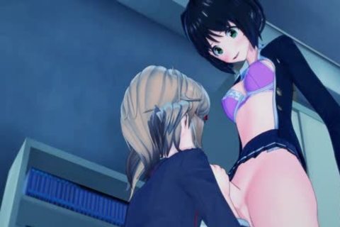 Futa Miku knallt Hibiki auf einem Tisch und kommt in ihren Love-Tunnel.  Futa-Hentai