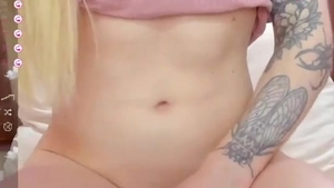 skinny blond Trans gal With Tattoos Strokes Her big 10-Pounder On cam