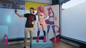 Trans Angels: Tgirl furtiva digitación en el evento de cosplay público